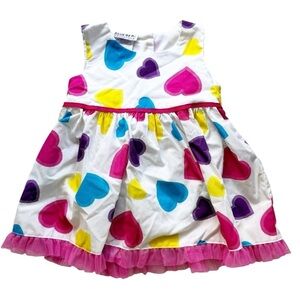 Blueberi Boulevard White Multicolor Hearts Sleeveless Dress 3 to 6 months Casual